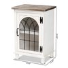 Baxton Studio Faron Traditional Farmhouse Two-Tone Distressed Wood 1-Door End Table-White/Oak Brown 188-11728-ZORO